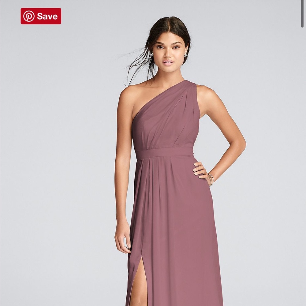 David’s Bridal Long One Shoulder Chiffon Dress
